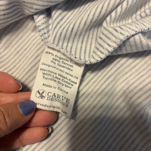 Carve Designs Blue White Striped Dress Women's Size Large L Sleeveless Tank Bra - Picture 6 of 8